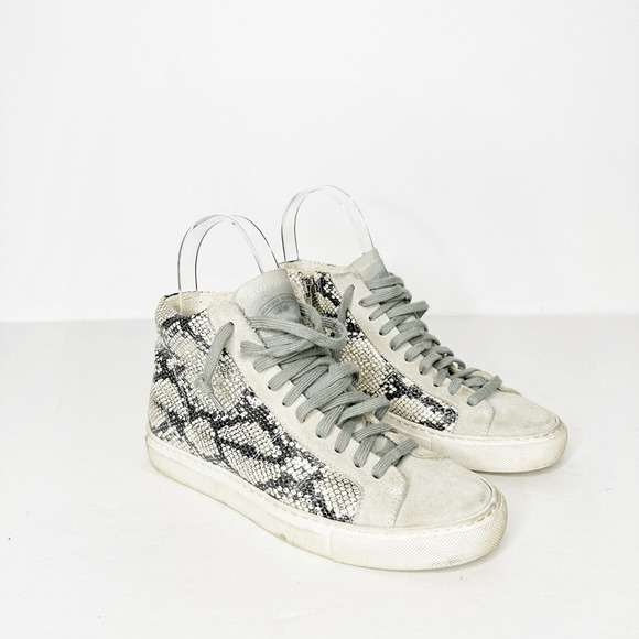 P448 Star2.0 mid top leather Sneakers in Silver Python womens 35 US 5 - Picture 1 of 7